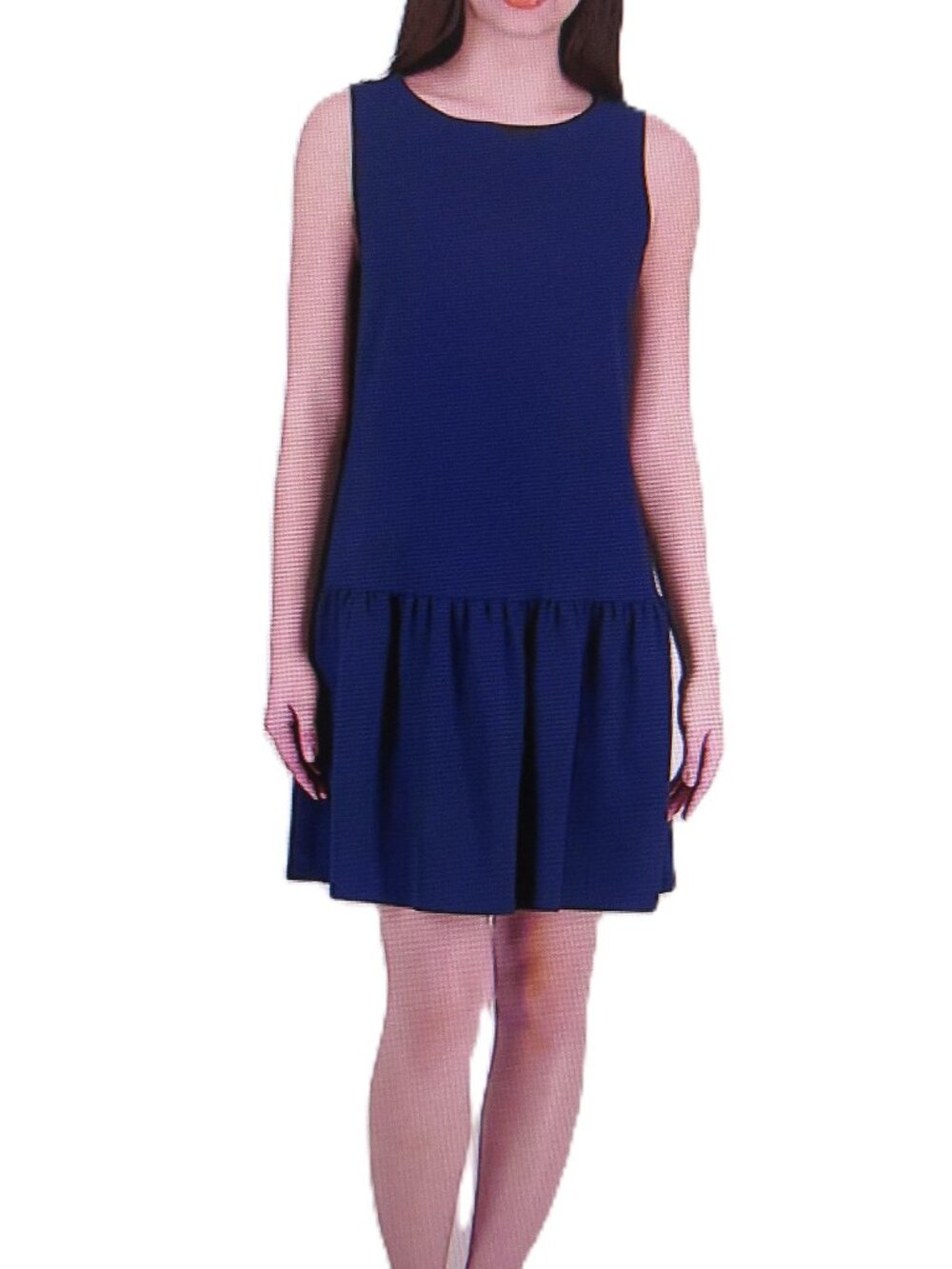 NEW SIGNATURE ROBBIE BEE XL DRESS, PIT TO PIT 22" NAVY BLUE FLOUNCE HEM MACY'S